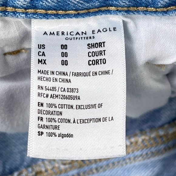AE American Eagle Mom Jeans Distressed Destroyed Cotton Denim Size 00 Short - Picture 10 of 11